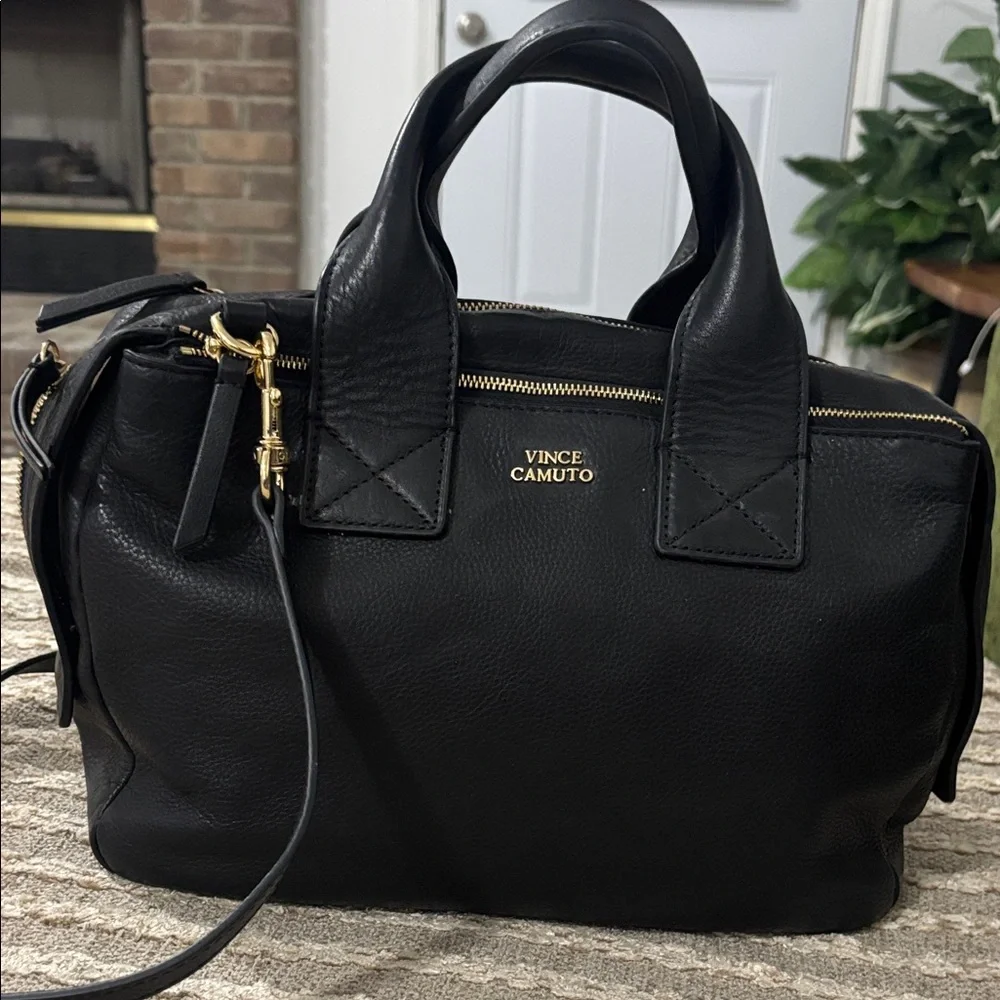 Vince Camuto Jayde Satchel‎ Black Leather Crossbody Bag